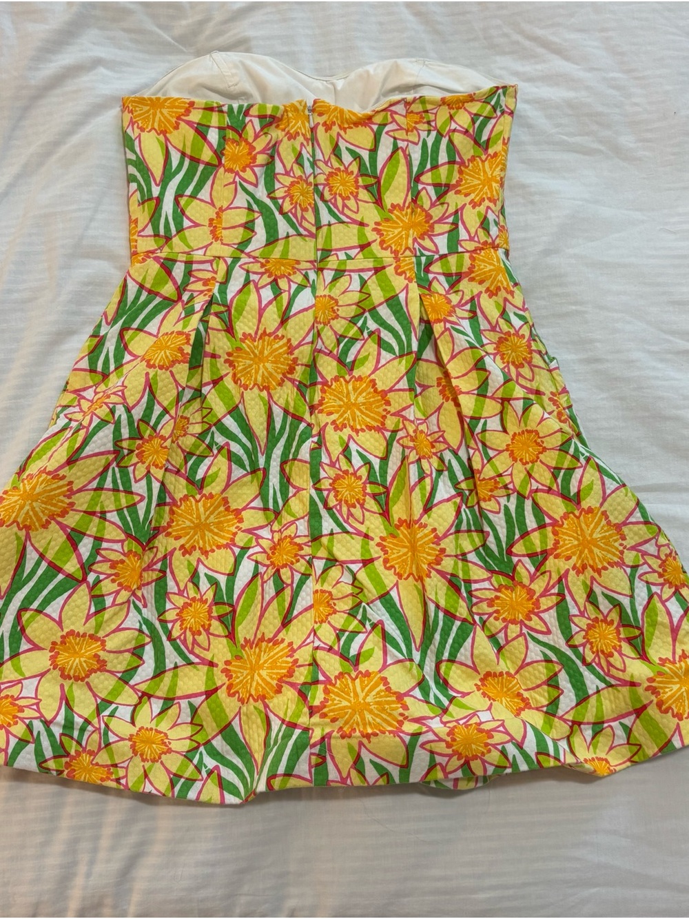 Lilly Pulitzer Yellow, Green & Pink Strapless Floral Mini Dress - Picture 2 of 4